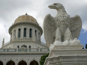 A view shows the golden Shrine of Bab following renovation works at the Bahai World Center, in the Israeli port city of Haifa, on April 12, 2011. The restoration work in the Bahai Faith's second holiest site began in 2008 and was carried out by volunteers from Mongolia, China, Ecuador, Kenya, Germany, Canada, U.S, South Africa, Vanuatu, India and New Zealand . The gardens, tucked into the steep slopes of mount Carmel, are designed in nine concentric circles around the shrine where Bahai prophet Siyyid Ali Muhammad -- known to Bahais as 'The Bab' -- is buried.