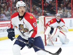 Brian Campbell of the Florida Panthers against the Ottawa Senators during first period of NHL action at Canadian Tire in Ottawa, April 07, 2016.   Photo by Jean Levac