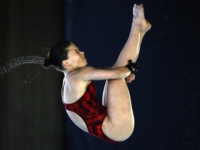 Canadian diver Roseline Filion wins gold in the women's 10m diving at the Canada Cup Grand Prix at the Centre Sportif de Gatineau on Sunday, April 10, 2016.