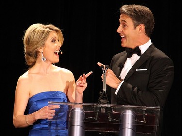 Catherine Clark, daughter of former prime minister Joe Clark, and Ben Mulroney, son of former prime minister Brian Mulroney, co-hosted the Politics and Pen dinner held at the Fairmont Chateau Laurier on Wednesday, April 20, 2016, in support of The Writers' Trust of Canada.