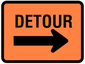 Detour road sign
