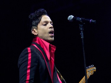In this Nov. 14, 2010 file photo, musician Prince performs in Yas Island, on the final night of the F1 motor race meeting in Abu Dhabi, United Arab Emirates.