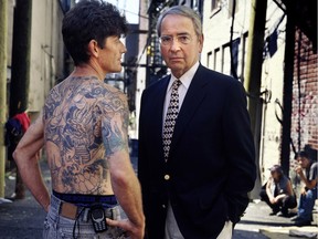 Dean Wilson, president of the Vancouver Area Network of Drug Users (VANDU) and Mayor Philip Owen, in the alleys of Vancouver's Downtown Eastside. (Photo from Lincoln Clarkes)