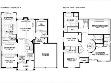 The Elderberry sits on a 60-foot lot. The 3,028-square-foot home has four bedrooms and both a formal living room and a great room.