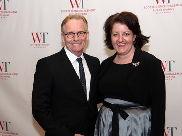 Former colleagues Robert Fife and Rosemary Thompson, now director of communications at the National Arts Centre, at the Politics and Pen dinner held at the Fairmont Chateau Laurier on Wednesday, April 20, 2016, in support of The Writers' Trust of Canada.
