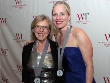 From left, Green Party Leader Elizabeth May with Ottawa Centre MP and Environment and Climate Change Minister Catherine McKenna at the Politics and Pen dinner held at the Fairmont Chateau Laurier on Wednesday, April 20, 2016, in support of The Writers' Trust of Canada.