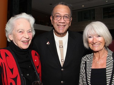 From left, Grete Hale with retired physician Horace Alexis and his wife, Christiane Millet-Alexis, at the 20th anniversary celebration and fundraiser for Debra Dynes Family House, held at Ottawa City Hall on Wednesday, April 6, 2016.