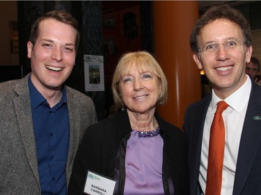 From left, Rideau-Vanier Ward Coun. Mathieu Fleury with Barbara Carroll, executive director of Debra Dynes Family House, and Ottawa Community Housing CEO StÈphane GiguËre at Ottawa City Hall on Wednesday, April 6, 2016, for the 20th anniversary celebration and fundraiser for Debra Dynes, a multi-service community resource centre localed in a low-income social housing area.