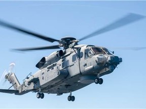 A CH-148 Cyclone helicopter moves into position over the flight deck of Her Majesty's Canadian Ship (HMCS) Montreal, for deck evolutions on April 20, 2016 off the coast of Nova Scotia.

Photo: Leading Seaman Dan Bard, Formation Imaging Services, Halifax, Nova Scotia
HS2016-0332-056