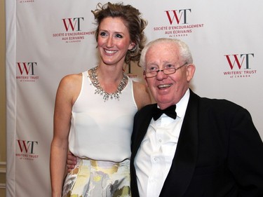 Jane Kennedy from ?i2 Ideas & Issues Advertising with Senator David Smith at the Politics and Pen dinner held at the Fairmont Chateau Laurier on Wednesday, April 20, 2016, in support of The Writers' Trust of Canada.