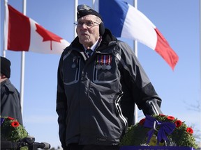 Second World War veteran John R. Newell was among 150 people at a ceremony Saturday to mark the 99th anniversary of the start of the Battle of Vimy Ridge.