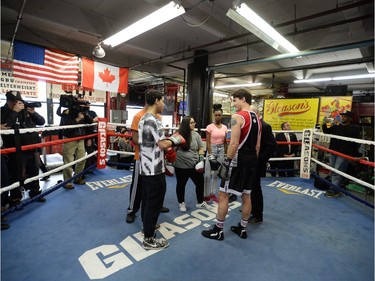 Prime Minister Justin Trudeau trains with kids from the “Give A Kid A Dream” program.