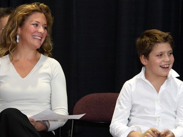 Keynote speaker Sophie Grégoire-Trudeau and her eldest son, Xavier, eight, were at Ottawa City Hall on Wednesday, April 6, 2016, for the 20th anniversary and fundraiser for Debra Dynes Family House, the multi-service community resource centre for low income and working poor families, children and youth.