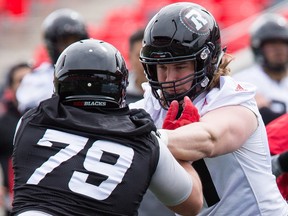 OL Jesse Peterson during the final day of the Ottawa REDBLACKS  mini camp at TD Place on Tuesday April 26, 2016.