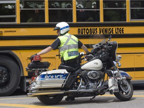 An Ottawa police officer at a downtown demonstration.