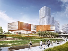 Artist's rendering of proposed library in RendezVous Group's IllumiNation LeBreton plan.