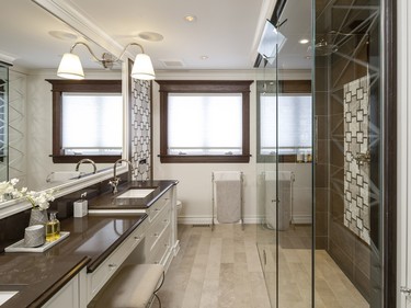 1st place, bathroom, classic/traditional, $40,000+: Walter Bunda of Astro Design Centre sought to maintain the home’s refined Parisian style while renovating this bathroom for the fammily’s two teenaged daughters, creating space for both