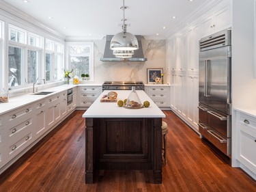 White kitchens still dominate, but accents in other tones give a lift to the space (Julia Enriquez, Astro Design Centre, 1st place, kitchen: classic/traditional, $80,000+ minus labour).