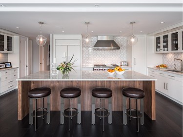 1st place, kitchen, contemporary/modern, $40,000-$59,999: Helping the client transition from a traditional estate home to a more contemporary minimalist lifestyle in a condo was key in this kitchen by Dean Large of Astro Design Centre with Bassi Construction.
