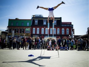 The warm weather brought buskers out in the ByWard Market Saturday, including Joey Albert The Acrobat Guy.