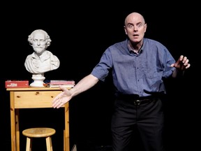 Keir Cutler in Shakespeare Crackpot. Play takes a look back at Keir’s years of being a believer in the “crackpot” conspiracy theory that Shakespeare did not write Shakespeare. Credit: Louis Longpré
