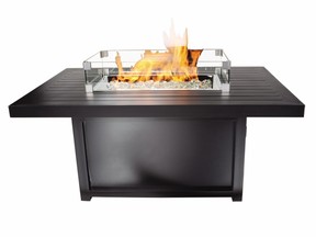 This contemporary fire pit table from the Patio Comfort Store will add style and warmth to your backyard gatherings.