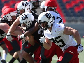 #25 Brendan Gillanders of the Ottawa Redblacks during training camp at TD Place in Ottawa, May 31, 2016.