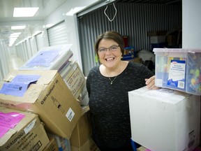 Anne Laalo at Dymon Storage on Walkely Thursday May 19, 2016, where she has multiple storage units full of supplies to be delivered to Attawapiskat.