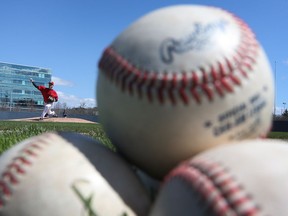 Local Ottawa baseball players tryout for the Ottawa Champions of the Can-Am League in Ottawa Thursday May 5, 2016. The 2016 Ottawa Champions home opener is May 19.  Tony Caldwell