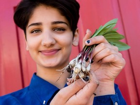 Delphi Le Blanc,13, with some freshly picked ramps.