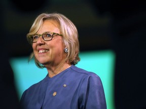 Green Party Leader Elizabeth May, shown here on election night Oct. 19, is no fan of 'winner-take-all' electoral systems.