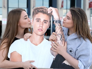 Felina Richer (L) and Claudia Lavigne, Justin Bieber fans, prior to his concert at Canadian Tire Centre in Ottawa, May 13, 2016.  Photo by Jean Levac