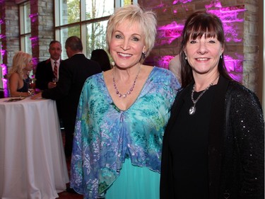 From left, Barbara Crook, in a gown by Israeli designer Eyal Zimerman, and the Ottawa Regional Cancer Foundation's president and CEO, Linda Eagen, at The Loft Gala held at the Hilton Lac Leamy on Saturday, April 30, 2016.
