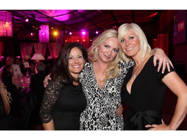 From left, Joanne Robitaille, Proud to be Me founder Cindy Cutts and Jill Bonk were out to support the glamorous Loft Gala held at the Hilton Lac Leamy on Saturday, April 30, 2016, in aid of the Ottawa Regional Cancer Foundation.