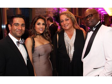 From left, Rahul Kochar, vice president with Phoenix Homes, and Simran Narula with Angie Sakla-Seymour and Lou Seymour of AMTI (Angie's Models and Talent International) at The Loft Gala held at the Hilton Lac Leamy on Saturday, April 30, 2016, in support of the Ottawa Regional Cancer Foundation.