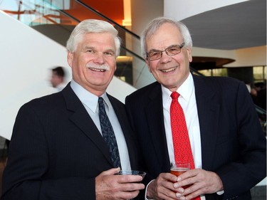 From left, Tom Schonberg, president and CEO of the Queensway Carleton Hospital, with Dr. Chris Carruthers, former chief of staff at The Ottawa Hospital and retired orthopedic surgeon, at the 50th Anniversary Gala of the University of Ottawa's Division of Orthopaedic Surgery, held at the Canadian Museum of History on Friday, May 13, 2016.