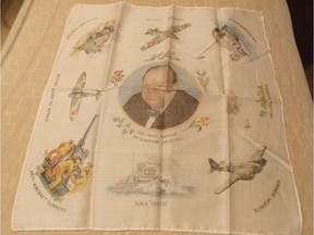 “Remembrance handkerchief” showing Winston Churchill.