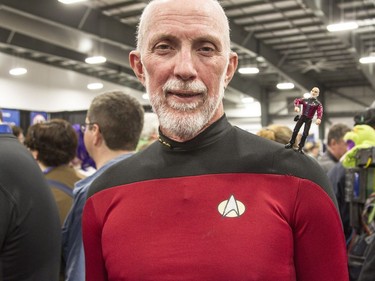Jack Logan went to Comiccon on Friday dressed at Star Trek's Captain Jean-Luc Picard. 'And this is my Mini-Me,' he said, pointing to his shoulder. Logan made the beard himself for the pint-sized version. (Bruce Deachman, Ottawa Citizen)