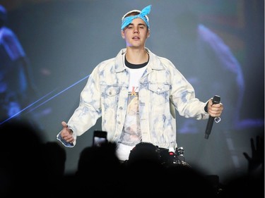 Justin Bieber performs at the Canadian Tire Centre in Ottawa, May 13, 2016.  Photo by Jean Levac