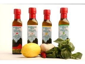 Kricklewood infused oils in four flavours: lemon, garlic, basil and roasted chili.