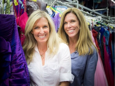 Co-Founders and great friends Melissa Shabinsky, left, and Catherine Whitla of Fairy Godmother Ottawa at its annual free prom dress day at Browns Cleaners.