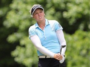 Brooke Henderson, seen during Round 1 of the LPGA Volvik Championship at Travis Pointe Country Club in Ann Arbor, Mich., rebounded in Round 3 after a rough front nine to start her day.