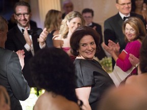 Margaret Trudeau, mother of Prime Minister Justin Trudeau, garners applause as she is introduced by U.S. President Barack Obama during a state dinner in Washington March 10.
