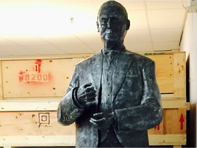 The statue of R.B. Bennett waits in a federal government storage facility in Gatineau.