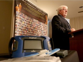 Gregg Thomson, Victim Services MADD, speaks during a press conference in Ottawa Tuesday May 31, 2016. MADD Canada representatives were in Ottawa visiting select members of parliament Monday hoping to encourage legislative movement and support for roadside oral fluid testing for drugs. Greg's son Stanley was killed in 1999 in Ottawa after climbing into a car with an impaired driver.  Tony Caldwell