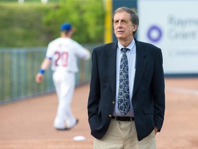 Owner Miles Wolff takes in the scene as the Ottawa Champions take on the New Jersey Jackals in the home opener for the Champions' CanAm baseball season.