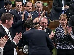 Prime Minister Justin Trudeau hugged Conservative Leader Rona Ambrose after she tearfully spoke about Fort McMurray in the House of Commons Thursday.