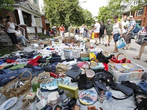 A sea of bargains at the Great Glebe Garage Sale in Ottawa on Saturday.