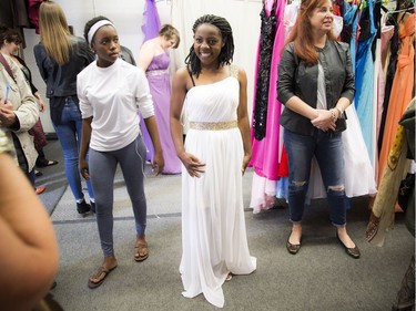 Fairy Godmother Ottawa held its annual free prom dress day at Browns Cleaners. Anuarite Manyoha was all smiles when she walked out in what ended up being the the perfect gown for her prom.