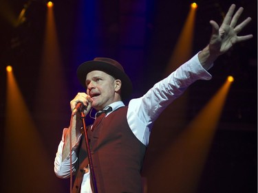 Tragically Hip frontman Gord Downie entertains the crowd at the Brandt Centre on Friday, January 25, 2013 in Regina.